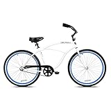 Kent International 26 Inch Back Wheel Mens Kiawah Cruiser Street Bicycle, White