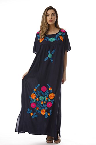 Riviera Sun Long Embroidered Dresses for Women 21861-NVY-M Navy