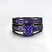 2 PCS Black Gold Plated Princess Purple Amethyst Cut Cubic Zirconia Wedding Bridal Ring Set …