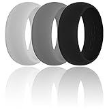 Vigorus Silicone Wedding Rings for Men with an Active Lifestyle - 3 Color Pack(Black,Grey,White) - With Bonus Gift Including! - Comes in a Giftbox - With a!