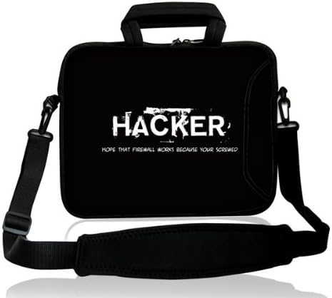 Hacker Black 17"17.1" Inch Neoprene Waterproof Laptop Computer Messenger Bags Shoulder Bags Carrying Case Sleeve with Adjustable Shoulder Strap and Pocket for Laptop Accessories Compatible with Most of Macbook Acer Asus Dell Hp Lenovo Sony Toshiba Laptop Messgener Bag for Men