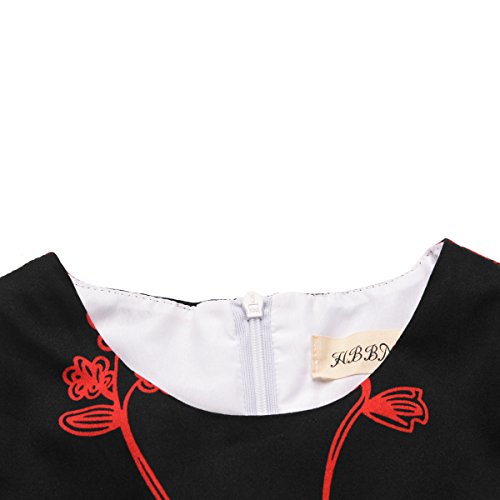 Girls Vintage Swing Dress with Belt Audrey Hepburn 1950s Style (Red Floral,Size 5-6)