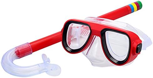 Snorkel Mask Set Kids Snorkeling Set Double Lens Diving Mask Snorkel Semi Dry Top, Lower Purge Valve, for Diving, Snorkeling, Swimming