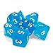 Wiz Dice Sea Glass Set of 7 Polyhedral Dice, Semi-Translucent Matte Finish Blue RPG Dice with Clear Display Box