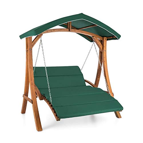 blumfeldt Aruba Hollywoodschaukel, Hängesessel, Gartenschaukel, 130x140cm Sitzfläche, Massive Lärchenholzbalken…