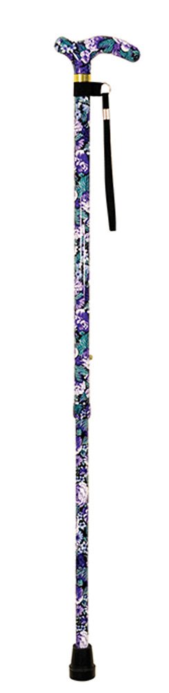 Aidapt Floral Adjustable Height Lightweight Walking Stick with Anti Slip Ferrule Foot to Aid Stability and Confidence when Walking Supplied with a Hanging Carry Strap