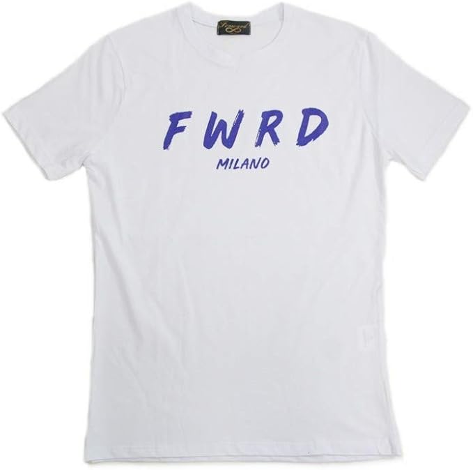 Amazon フォワードミラノ Forward Milano メンズ クルーネック 半袖 ｔシャツ ホワイト ブルー カットソー トップス イタリア T Shirt カジュアル White M Tシャツ カットソー 通販