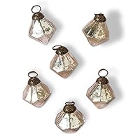 Luna Bazaar Mercury Glass Mini Ornaments (1 to 1.5-inch, Silver, Elizabeth Design, Set of 6) - Great Gift Idea, Vintage-Style Decorations for Christmas, Special Occasions, Home Decor and Parties