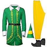 AudMsier Christmas Elf Costume Green Cosplay Set