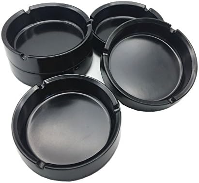 HERF Plastic Melamine Ashtrays Black, 5-Pack, M-4.1"