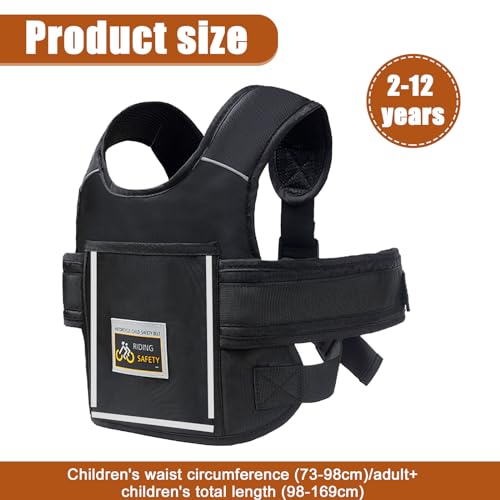 Funmo Motorcycle Seat Belt for Kids, Motorcycle Belt for Kids, Adjustable Motorcycle Safety Belt with Reflective Strips, Suitable for Children Between 2-12 Years