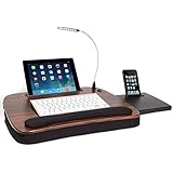 Sofia + Sam Multi Tasking Memory Foam Lap Desk with USB Light (Wood Top) | Supports Laptops Up To 15 Inches
