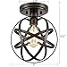 CLAXY Ecopower Industrial Spherical Ceiling Light Metal Globe Flush Mount Light Fixture with Cage