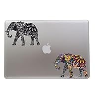 eDesign Colorful Elephant and Black & White Elephant Decals - 5 Inch each - For Apple Macbook, Laptop, Car Bumper, Window (Pack of 2)