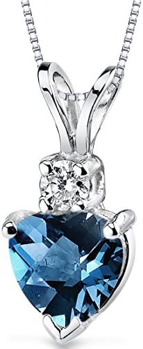 14カラットホワイトゴールドハートシェイプ1 00カラットロンドンブルートパーズダイヤモンドペンダント