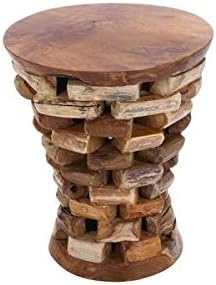 Wood Teak Accent Table (20 inches wide x 23 inches high) | Lovely Brown Textured Finish