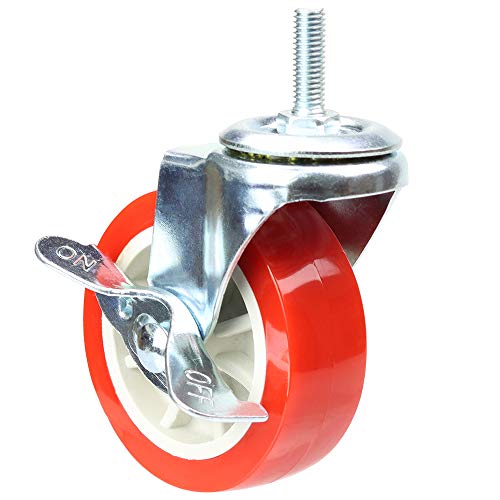 3 Inch Swivel Caster Wheels with Brake Set of 4, YEEMIGO Metric Size M8×25mm Threaded Stem