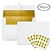 JPSOR Invitation Envelopes—80 A7 Gold Foil-Lined Envelopes with Gold Foil Stickers for Weddings, Parties, Banquets, Graduations (Gold Foil-Lined)