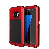 Galaxy S7 Case, Tomplus [Newest] Extreme Hard Luxury Aluminum Alloy Protective Metal Full-body Rugged Holster Case with Built-in Gorilla Glass Screen Protector for Samsung Galaxy S7 (Red)