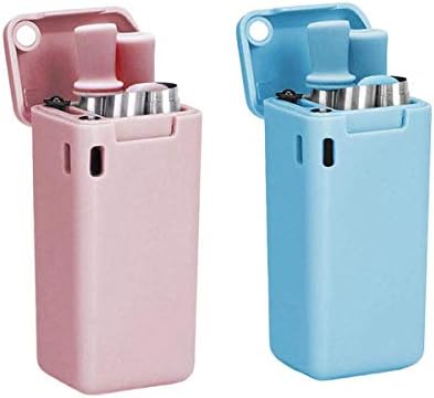 Reusable Straws, Metal Drinking Straw, Portable BPA Free Stainless Steel Straw with Travel Case & Cleaning Brush 2 Pack (Pink&Blue)