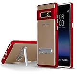 Samsung Galaxy Note 8 PC TPU Stand Case-Auroralove Samsung Note 8 Slim Clear Crystal TPU+Hard PC Frame Rubber Bumper Cover for Samsung Note 8 with Kickstand (Samsung galaxy note 8, Red)