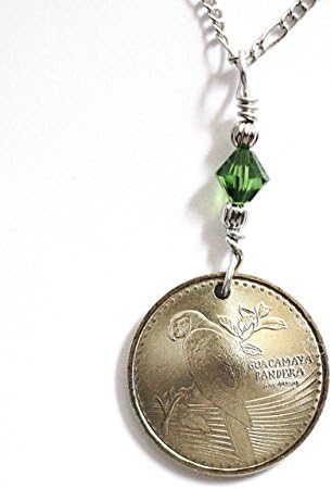 Coin Necklace Colombia 200 Pesos 2015 Colombian Scarlet Macaw Parrot