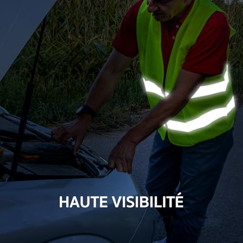 4 Pack Reflective Vest | Fluorescent Vest with Reflective Strips | High Visibility Vest for Car, Construction | Fluorescent Green