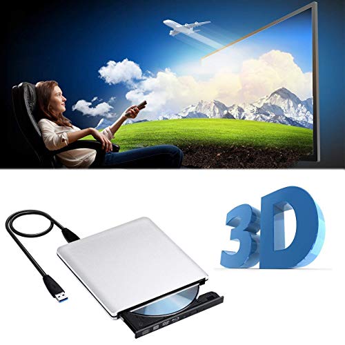 External Blu ray DVD CD Drive Burner,USB 3.0 Portable 3D 4K Blu-Ray DVD Player Writer Reader Disk for Laptop Notebook PC Desktops Support Windows/Vista/7/8/10, Mac OSX and Linux OS