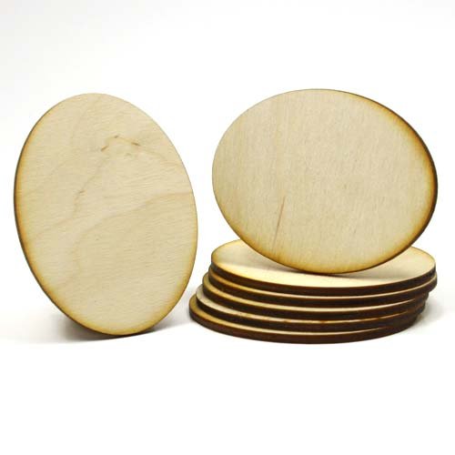 Mylittlewoodshop Pkg of 6 - Oval - 3 inches by 2-1/4 inches and 1/8 inch thick unfinished wood (LC-OVAL04-6)