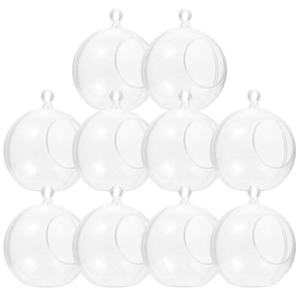 Garneck 10pcs Transparent Christmas Baubles, Christmas Tree Baubles Balls DIY Fillable Ornament Balls Tree Hanging Decorations for Holiday Party Decor (Diameter 8CM Opening)