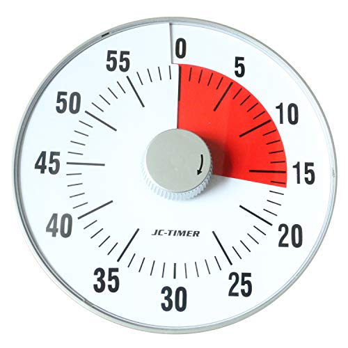 Electric Countdown Timer, Quiet Timer, 60 Minute Visual Analog Timer, Silent Time Timer, Large Timer Magnetic Classroom Clock 7.5 Inch, Countdown Clock For Presentation Teachers Meeting Office