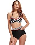 Swimsuits for Women High Waisted Bathing Suit Halter Push Up Two Pieces Polka Dot