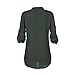 Women's Summer Solid Casual Loose V-Neck Pocket Cuffed Sleeve Long Chiffon Tops T-Shirt Blouse