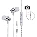Earbuds Earphones with Selfie, Welmor In-Ear Stereo Bass Headphones Noise Isolating Headsets with Built-in Remote Shutter /Microphone/ Volume Control +Carrying Case+Extra Earbuds(S/M/L) (Sliver)