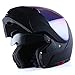 1Storm Motorcycle Street Bike Modular/Flip up Dual Visor/Sun Shield Full Face Helmet Matt Black