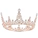 Barode Rose Gold Wedding Crowns and Tiaras Crystal Bride Queen Crowns Opal Rhinestone Bridal Wedding Hair Accessories for Women
