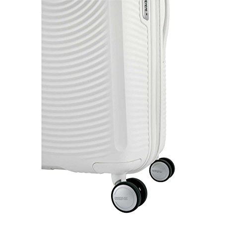American Tourister Curio Hardside Luggage with Spinner Wheels, White, CheckedLarge 29Inch