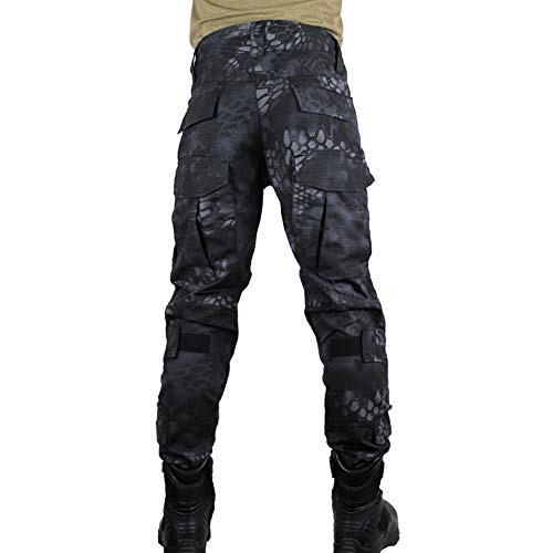 zuoxiangru Men's Multicam Tactical Pants Multi-Pockets Military Camo Outdoor Airsoft Combat Hunting Pants with Knee Pads (HM, US XS=Tag 30)