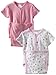 Spasilk Girls’ Baby Newborn Short Sleeve Wrap Bodysuits, 2 pack, Preemies - 9 Months - Pink Flower Bodysuits