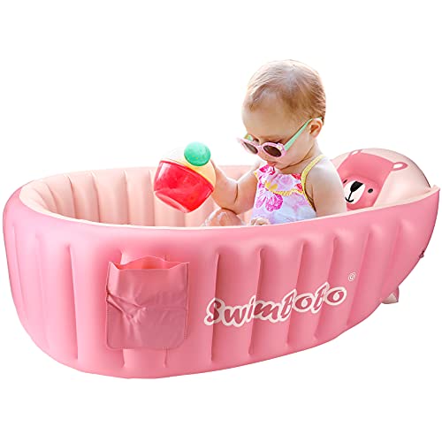 Vasca da bagno gonfiabile per bambini, portatile, pieghevole, da viaggio, mini piscina, aiuta i neonati a quella del bambino (rosa)