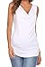 Qearal Summer Tank Tops for Women Cowl Neck Sleeveless Fitted Blouse Shirt (White, S)