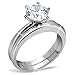 1000 Jewels Trustmark Steel 1.25ct Brilliant-Cut Ice on Fire CZ 2 pc Bridal Wedding Ring Set, Bella 3144 sz 10.0