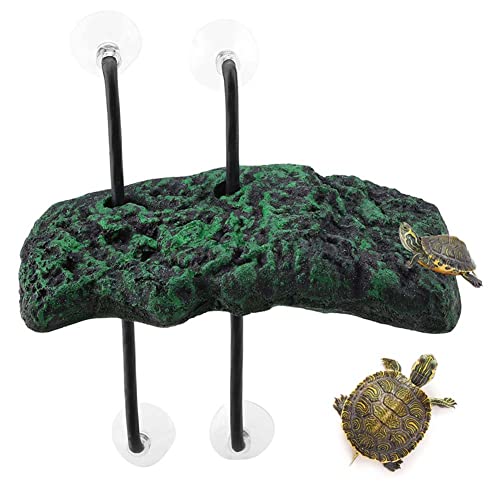 Automatic Floating Turtle Basking Platform with Suction Cup for Reptiles - Terrapin Dock Frog Ramp in Tank for Semi-Aquatic Animals (L)