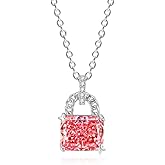 TANGILLA Garnet Cubic Zirconia Necklace with Ice Snowflake Cut for Women, Dainty Solitaire Pendant Hypoallergenic Gift for Her, Stainless Steel 18"+2" Chain