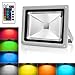 warmoon Outdoor LED Flood Light 20W RGB Color Changing Waterproof Wall Security Spotlights with US 3-Plug & Remote Control
