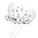 6 Pcs 36 Inches Confetti Balloons + 12 Pcs 12 Inches Clear Confetti Balloons with 50 g Multicolor Confetti for Wedding or Party Decorations