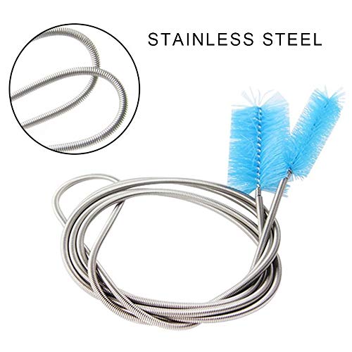 Huture 2PCS Aquarium Filter Brush Set Flexible Double Ended Bristles Hose Pipe Cleaner with Stainless Steel Long Tube Spiral Cleaning Brush Bristles Brushes for Fish Tank Home Kitchen Washing Tool - Thumbnail 2