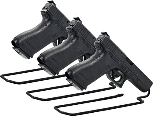 Stand Style Vinyl Coated Metal Handgun Pistol Rack (Pack of 3), Black
