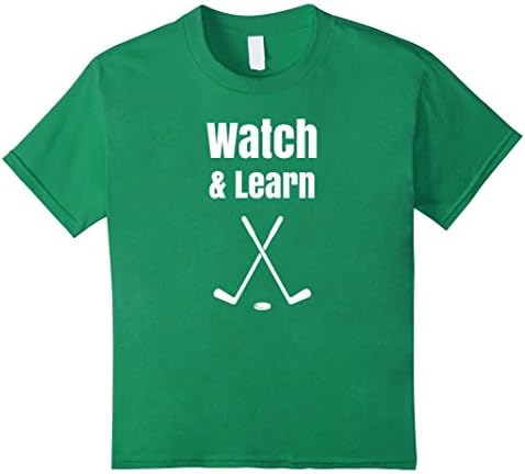 unisex-child Watch &amp; Learn Funny Hockey T-Shirt 4 Kelly Green