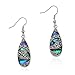 PammyJ Silvertone Abalone with Detailed Tear Drop Dangle Earrings